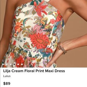 NWT Lulu’s Lilja Cream Floral Print Maxi Dress, Size L